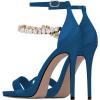 imageFSJ Women Sexy Single Band Open Toe Stiletto High Heel Sandals Rhinestone Ankle Strap Side Buckle Party Dress Shoes Size 415 USBlue