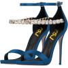 imageFSJ Women Sexy Single Band Open Toe Stiletto High Heel Sandals Rhinestone Ankle Strap Side Buckle Party Dress Shoes Size 415 USBlue