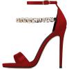 imageFSJ Women Sexy Single Band Open Toe Stiletto High Heel Sandals Rhinestone Ankle Strap Side Buckle Party Dress Shoes Size 415 USRed