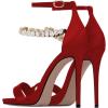 imageFSJ Women Sexy Single Band Open Toe Stiletto High Heel Sandals Rhinestone Ankle Strap Side Buckle Party Dress Shoes Size 415 USRed
