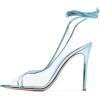 imageFSJ Women Sexy Stilettos High Heel Strappy Sandals Cross Strap Ankle Wrap Slingback Transparent Wedding Evening Dress Pumps Size 415 USBlue