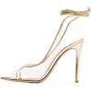 imageFSJ Women Sexy Stilettos High Heel Strappy Sandals Cross Strap Ankle Wrap Slingback Transparent Wedding Evening Dress Pumps Size 415 USGold