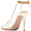 imageFSJ Women Sexy Stilettos High Heel Strappy Sandals Cross Strap Ankle Wrap Slingback Transparent Wedding Evening Dress Pumps Size 415 USGold
