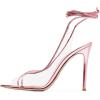 imageFSJ Women Sexy Stilettos High Heel Strappy Sandals Cross Strap Ankle Wrap Slingback Transparent Wedding Evening Dress Pumps Size 415 USPink