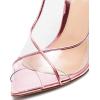 imageFSJ Women Sexy Stilettos High Heel Strappy Sandals Cross Strap Ankle Wrap Slingback Transparent Wedding Evening Dress Pumps Size 415 USPink