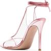 imageFSJ Women Sexy Stilettos High Heel Strappy Sandals Cross Strap Ankle Wrap Slingback Transparent Wedding Evening Dress Pumps Size 415 USPink