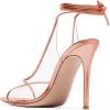 imageFSJ Women Sexy Stilettos High Heel Strappy Sandals Cross Strap Ankle Wrap Slingback Transparent Wedding Evening Dress Pumps Size 415 USSalmon