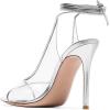 imageFSJ Women Sexy Stilettos High Heel Strappy Sandals Cross Strap Ankle Wrap Slingback Transparent Wedding Evening Dress Pumps Size 415 USSilver