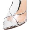 imageFSJ Women Sexy Stilettos High Heel Strappy Sandals Cross Strap Ankle Wrap Slingback Transparent Wedding Evening Dress Pumps Size 415 USSilver