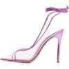 imageFSJ Women Sexy Stilettos High Heel Strappy Sandals Cross Strap Ankle Wrap Slingback Transparent Wedding Evening Dress Pumps Size 415 USViolet