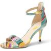 imageFSJ Women Comfy Open Toe Summer Sandal Ankle Strap Kitten Mid Heels Shoes Patent Leather Size 415 USPainting