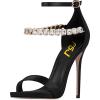 imageFSJ Women Sexy Single Band Open Toe Stiletto High Heel Sandals Rhinestone Ankle Strap Side Buckle Party Dress Shoes Size 415 USBlack
