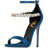 imageFSJ Women Sexy Single Band Open Toe Stiletto High Heel Sandals Rhinestone Ankle Strap Side Buckle Party Dress Shoes Size 415 USBlue