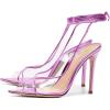 imageFSJ Women Sexy Stilettos High Heel Strappy Sandals Cross Strap Ankle Wrap Slingback Transparent Wedding Evening Dress Pumps Size 415 USViolet