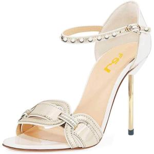 imageFSJ Women Chic Stiletto High Heel Sandal Open Toe Ankle Strap Buckled Colorful Wedding Dress Pump Size 415 USMulticolour2