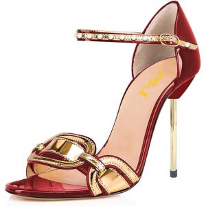 imageFSJ Women Chic Stiletto High Heel Sandal Open Toe Ankle Strap Buckled Colorful Wedding Dress Pump Size 415 USMulticolour4