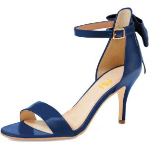 imageFSJ Women Comfy Open Toe Summer Sandal Ankle Strap Kitten Mid Heels Shoes Patent Leather Size 415 USBluebow