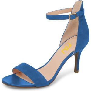 imageFSJ Women Comfy Open Toe Summer Sandal Ankle Strap Kitten Mid Heels Shoes Patent Leather Size 415 USBluesuede