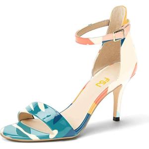 imageFSJ Women Comfy Open Toe Summer Sandal Ankle Strap Kitten Mid Heels Shoes Patent Leather Size 415 USPrint