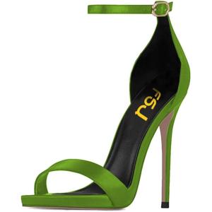 imageFSJ Women Sexy Single Band Open Toe Stiletto High Heel Sandals Rhinestone Ankle Strap Side Buckle Party Dress Shoes Size 415 USGreensimple