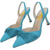 imageFSJ Women Classy Pointed Toe Low Kitten Heel Pumps Slingback Ankle Strap Heeled Sandals Wedding Party Office Dressy Shoes Size 415 USBlue