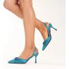 imageFSJ Women Classy Pointed Toe Low Kitten Heel Pumps Slingback Ankle Strap Heeled Sandals Wedding Party Office Dressy Shoes Size 415 USBlue