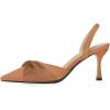 imageFSJ Women Classy Pointed Toe Low Kitten Heel Pumps Slingback Ankle Strap Heeled Sandals Wedding Party Office Dressy Shoes Size 415 USBrown