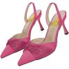 imageFSJ Women Classy Pointed Toe Low Kitten Heel Pumps Slingback Ankle Strap Heeled Sandals Wedding Party Office Dressy Shoes Size 415 USFuchsia