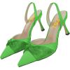 imageFSJ Women Classy Pointed Toe Low Kitten Heel Pumps Slingback Ankle Strap Heeled Sandals Wedding Party Office Dressy Shoes Size 415 USGreen