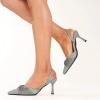 imageFSJ Women Classy Pointed Toe Low Kitten Heel Pumps Slingback Ankle Strap Heeled Sandals Wedding Party Office Dressy Shoes Size 415 USGrey