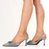 imageFSJ Women Classy Pointed Toe Low Kitten Heel Pumps Slingback Ankle Strap Heeled Sandals Wedding Party Office Dressy Shoes Size 415 USGrey
