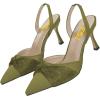 imageFSJ Women Classy Pointed Toe Low Kitten Heel Pumps Slingback Ankle Strap Heeled Sandals Wedding Party Office Dressy Shoes Size 415 USOlive Green