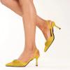 imageFSJ Women Classy Pointed Toe Low Kitten Heel Pumps Slingback Ankle Strap Heeled Sandals Wedding Party Office Dressy Shoes Size 415 USPale Yellow