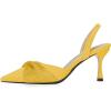 imageFSJ Women Classy Pointed Toe Low Kitten Heel Pumps Slingback Ankle Strap Heeled Sandals Wedding Party Office Dressy Shoes Size 415 USPale Yellow