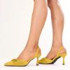 imageFSJ Women Classy Pointed Toe Low Kitten Heel Pumps Slingback Ankle Strap Heeled Sandals Wedding Party Office Dressy Shoes Size 415 USPale Yellow