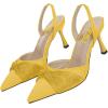 imageFSJ Women Classy Pointed Toe Low Kitten Heel Pumps Slingback Ankle Strap Heeled Sandals Wedding Party Office Dressy Shoes Size 415 USPale Yellow