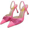 imageFSJ Women Classy Pointed Toe Low Kitten Heel Pumps Slingback Ankle Strap Heeled Sandals Wedding Party Office Dressy Shoes Size 415 USPink