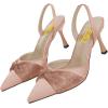 imageFSJ Women Classy Pointed Toe Low Kitten Heel Pumps Slingback Ankle Strap Heeled Sandals Wedding Party Office Dressy Shoes Size 415 USRose Gold