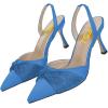 imageFSJ Women Classy Pointed Toe Low Kitten Heel Pumps Slingback Ankle Strap Heeled Sandals Wedding Party Office Dressy Shoes Size 415 USRoyal Blue