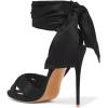 imageFSJ Women Cocktail Peep Toe Satin Lace Up Sandals Ankle Wrap Platform High Heels Party Sexy Shoes Size 415 USBlack
