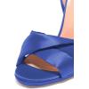 imageFSJ Women Cocktail Peep Toe Satin Lace Up Sandals Ankle Wrap Platform High Heels Party Sexy Shoes Size 415 USBlue