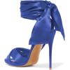 imageFSJ Women Cocktail Peep Toe Satin Lace Up Sandals Ankle Wrap Platform High Heels Party Sexy Shoes Size 415 USBlue