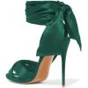 imageFSJ Women Cocktail Peep Toe Satin Lace Up Sandals Ankle Wrap Platform High Heels Party Sexy Shoes Size 415 USDark Green