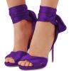 imageFSJ Women Cocktail Peep Toe Satin Lace Up Sandals Ankle Wrap Platform High Heels Party Sexy Shoes Size 415 USPurple