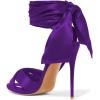 imageFSJ Women Cocktail Peep Toe Satin Lace Up Sandals Ankle Wrap Platform High Heels Party Sexy Shoes Size 415 USPurple