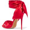 imageFSJ Women Cocktail Peep Toe Satin Lace Up Sandals Ankle Wrap Platform High Heels Party Sexy Shoes Size 415 USRed