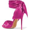 imageFSJ Women Cocktail Peep Toe Satin Lace Up Sandals Ankle Wrap Platform High Heels Party Sexy Shoes Size 415 USViolet Red