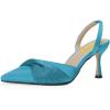 imageFSJ Women Classy Pointed Toe Low Kitten Heel Pumps Slingback Ankle Strap Heeled Sandals Wedding Party Office Dressy Shoes Size 415 USBlue