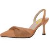 imageFSJ Women Classy Pointed Toe Low Kitten Heel Pumps Slingback Ankle Strap Heeled Sandals Wedding Party Office Dressy Shoes Size 415 USBrown