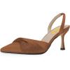 imageFSJ Women Classy Pointed Toe Low Kitten Heel Pumps Slingback Ankle Strap Heeled Sandals Wedding Party Office Dressy Shoes Size 415 USDark Brown